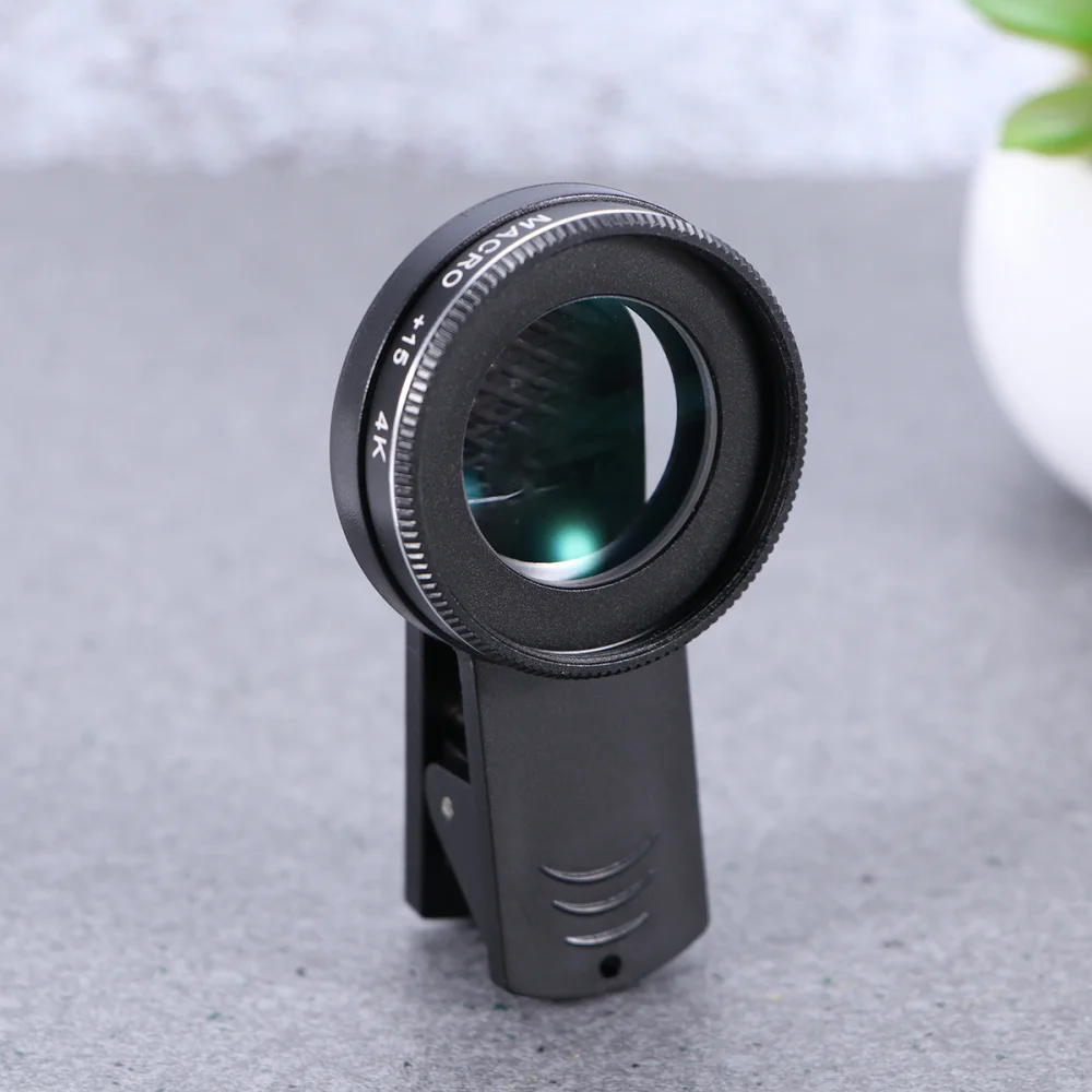 

37mm Optic External High Definition 15X Macro Lens Camera Phone Lens Super Macro Lenses with Clip Holder Magnifying Lens (Black)