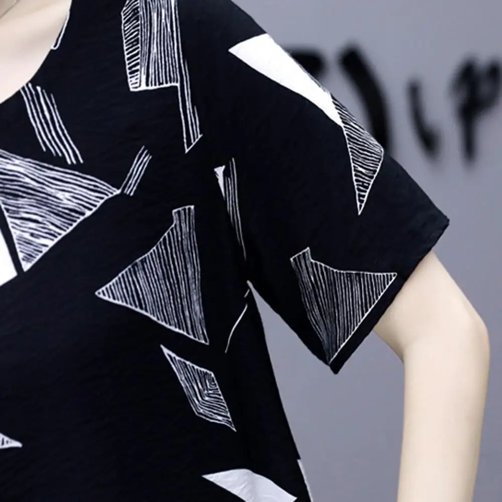 Женское повседневное мини платье с принтом летнее свободное круглым вырезом и