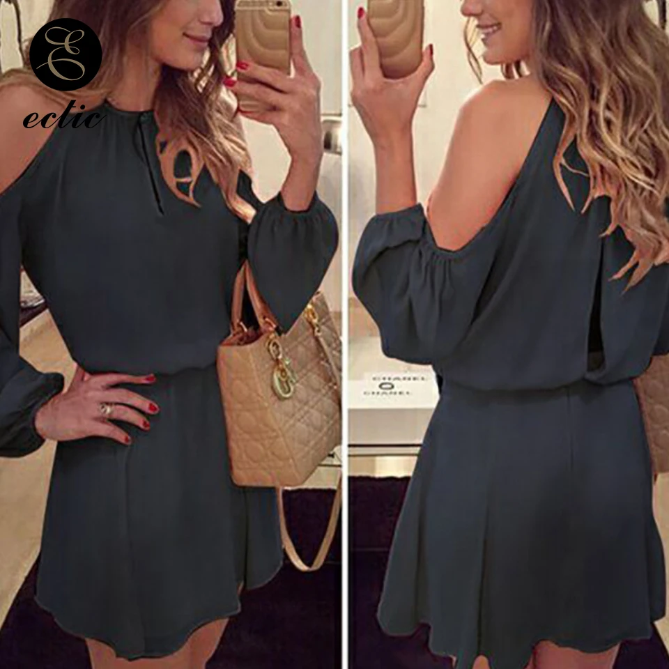 С открытыми плечами с длинным рукавом Замочная скважина сексуальное платье на