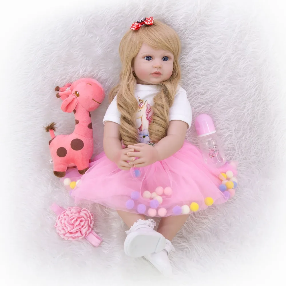 24 &quotмодные длинные кудрявые волосы принцесса Reborn Baby Doll игрушки большой размер