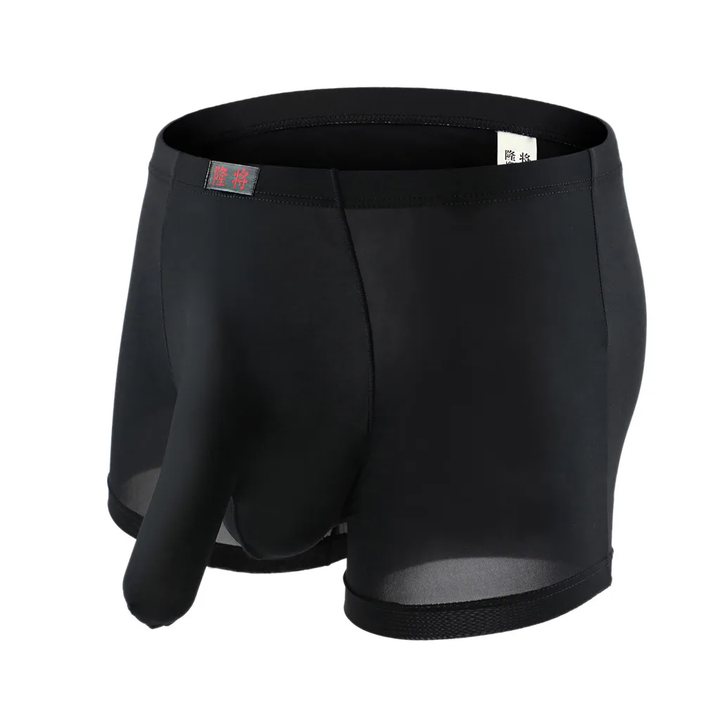 Black Men's Underwear Boxer Underpants Knickers Transparent Bulge Pouch Shorts Sexy Breathable Underpants Underwear Boxer Mens Panties - Цвет: Black