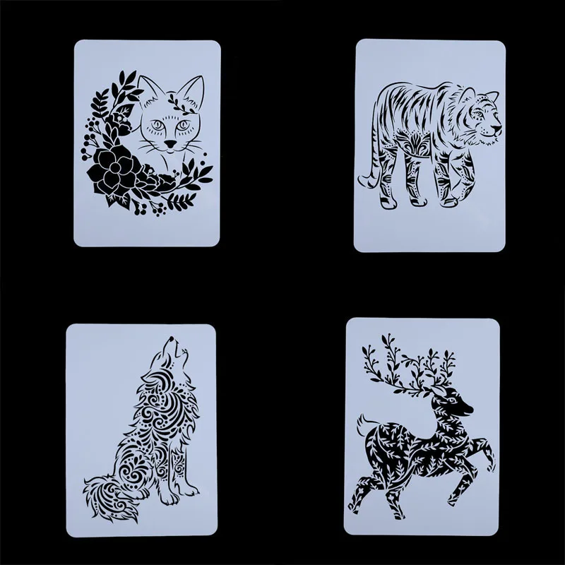 

2pc Cute Animal Tiger Painting Template DIY Layering Stencils Scrapbooking Stamp Coloring Embossing Album Cake Decor Reusable