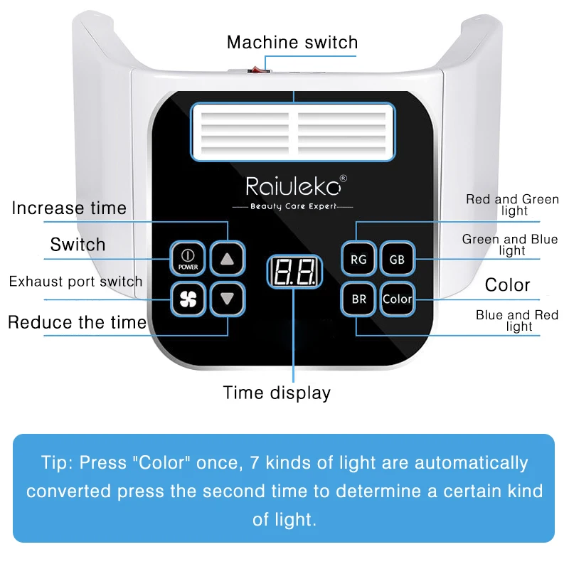 Светодиодный светильник для терапии кожи 7 цветов PDF устройство омоложения