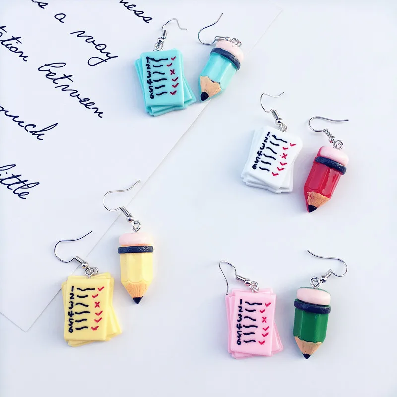 Забавные Асимметричные висячие серьги карандаши из бумаги для осмотра женщин