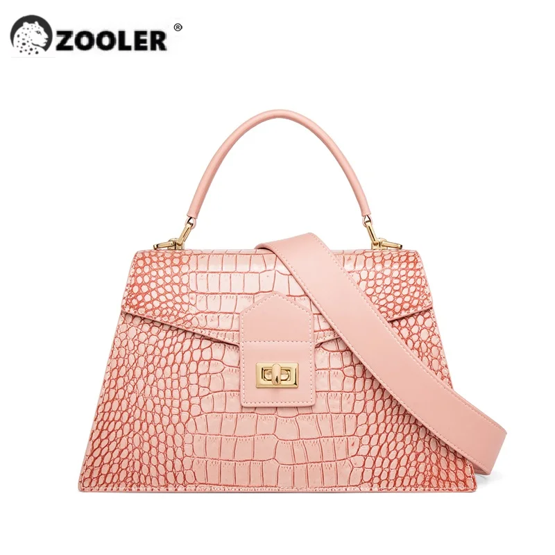 

ZOOLER Exclusively Genuine Leather Women's Shoulder Bags Soft Handbag Ladies Bag Cow Skin Purses Neat Button Fashion Red#lt392