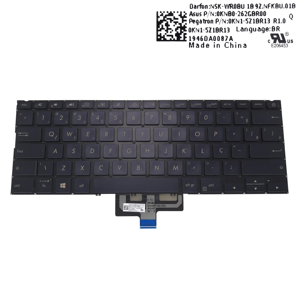 Бразильская клавиатура BR с подсветкой для ноутбуков Asus ZenBook 14 UX433 UX433FAC UX433FLC в