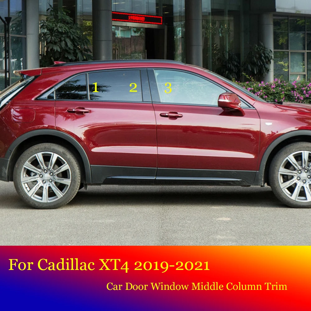 

For Cadillac XT4 2019-2021 Car B C Pillar Middle Central Column PC Carbon Window Trim Decoration Strip Protection Sticker 6 pcs