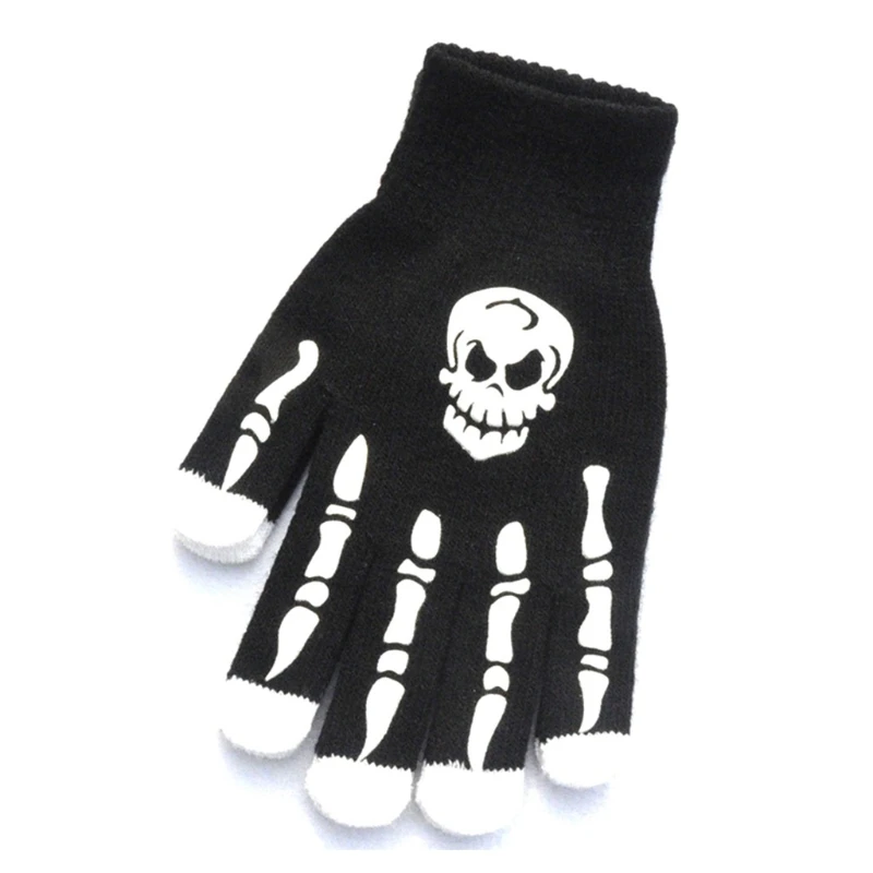 

Skeleton Gloves Knitted Warm Gloves Skull Full Finger Gloves Novelty Photo Props Halloween Party Supplies Stage Props