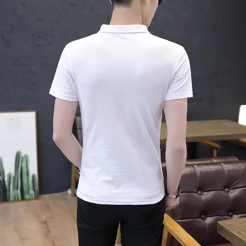 

t-shirt High quality Printed summer men's Korean fashion Flip short-sleeved T shirt sleeve