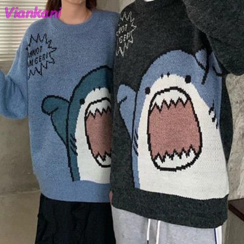 

Kawaii Couples Pullovers Woman Thick Warm Harajuku Cartooon Cute Pull Femme Jumper 2022 Japan Style Loose Retro Sweaters Men