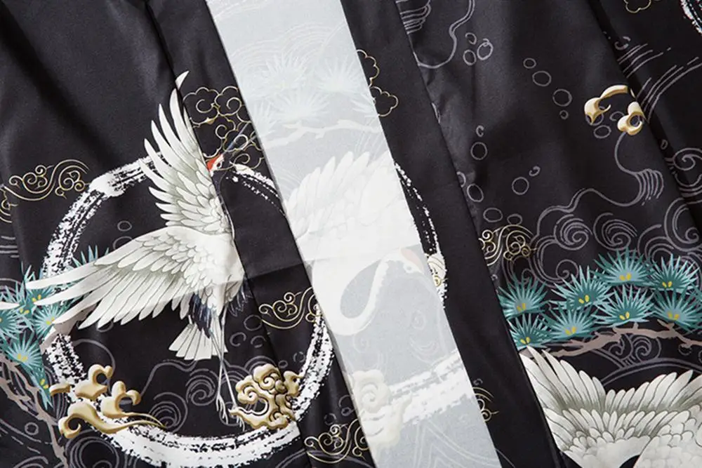 Кимоно в японском стиле журавлей для мужчин и женщин уличная одежда кардиган