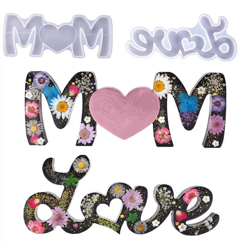 

Mother's Day LOVE Silicone Molds For Epoxy Resin English Alphabet Letters Tray Molds Silicone Crafts Forms for Tray epoxy resin