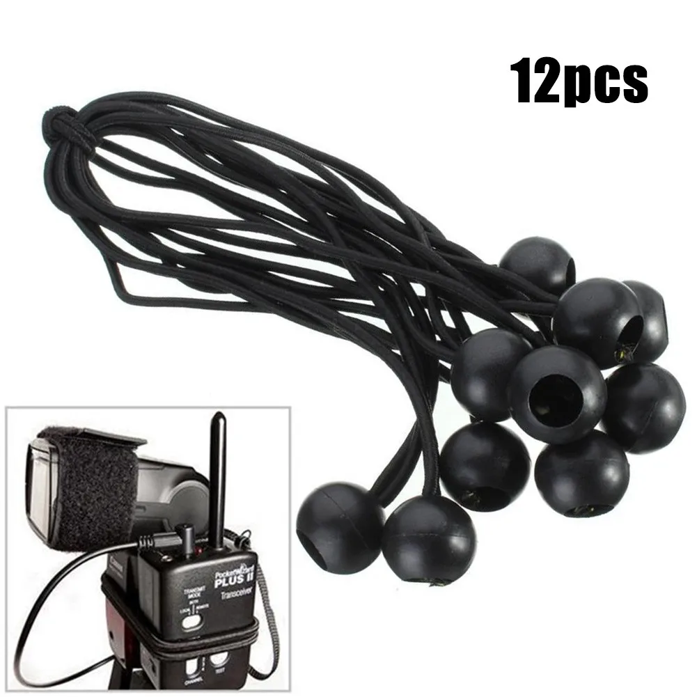 

12pcs 15CM Car Bungee Balls Cords Shock Elastic Toggle Tarpaulin Trailer Cover Tent With Black Ball Bouncy Rope