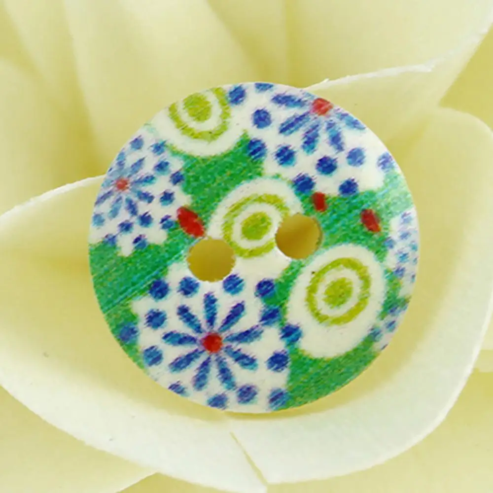 

100 Pcs Mixed Multicolor 2 Holes Wood Sewing Buttons Scrapbooking 15mm Button