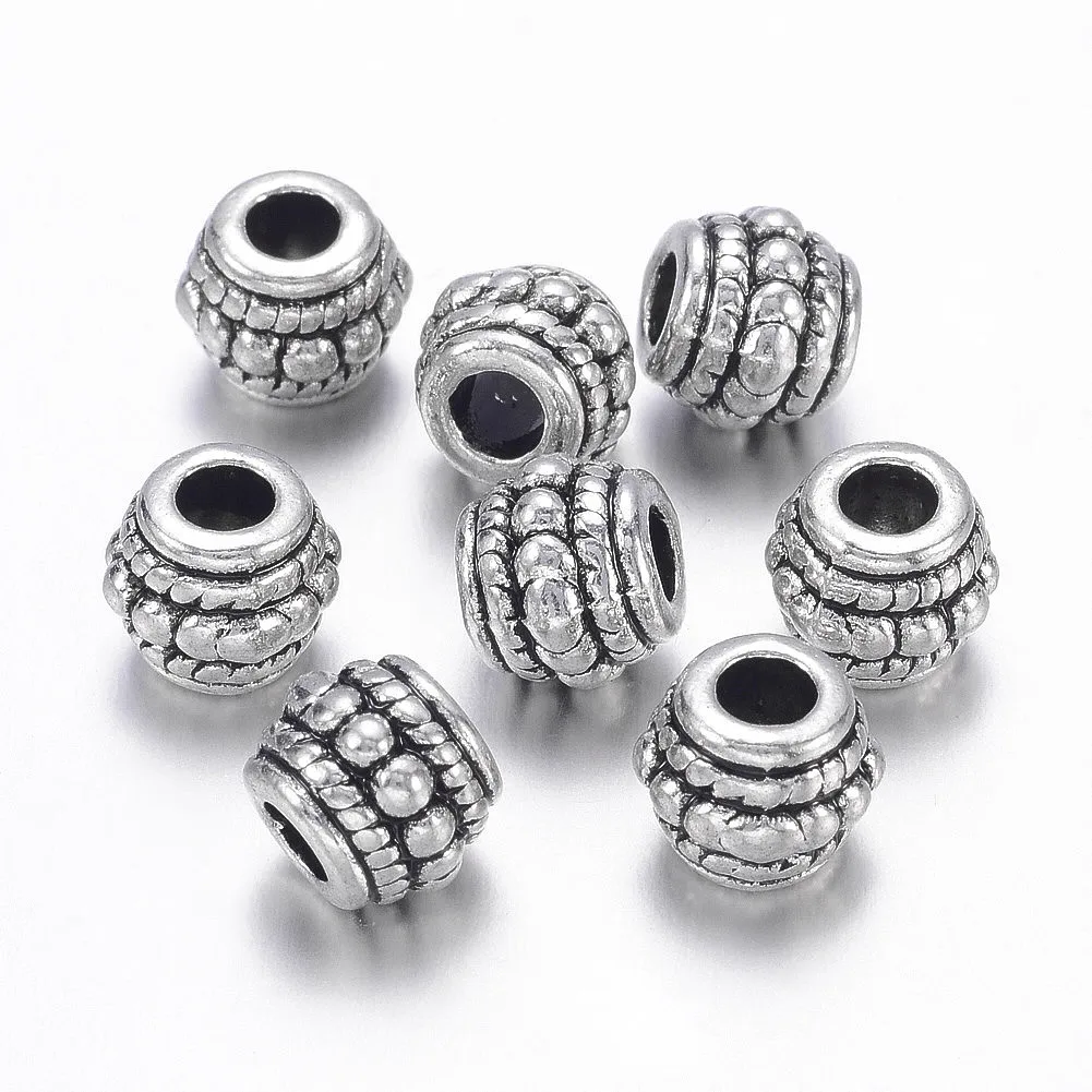 

20pcs 8*6.5mm Antique Silver Alloy Tibetan Style Barrel Beads For Necklaces Bracelets Jewelry Making DIY Accessories