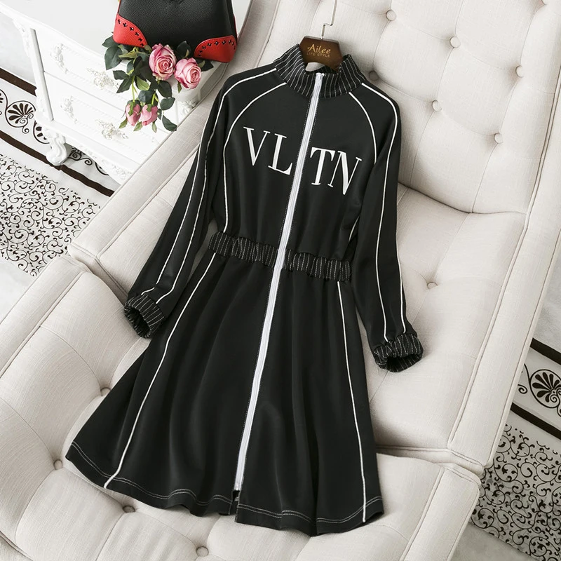 Женское платье Осеннее модное женское средней длины новинка 2020 эластичное с