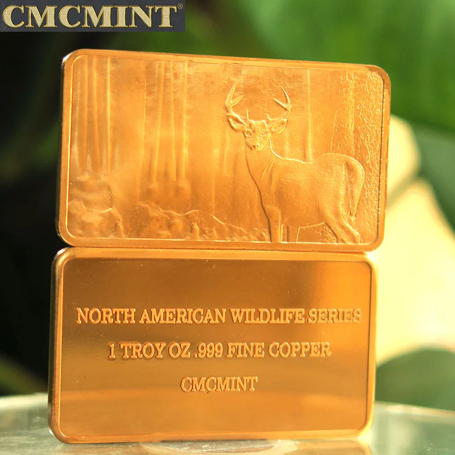 1 Troy Oz .999 тонкая медь Североамериканская серия дикой природы волк слитки бар