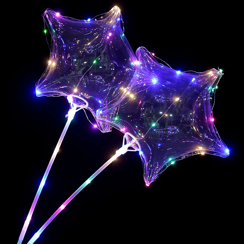 

10PCS Of Star BOBO Balloons Bubble LED Balloon Transparent Spherical Birthday Party Holiday Decor Children Festival Gifts