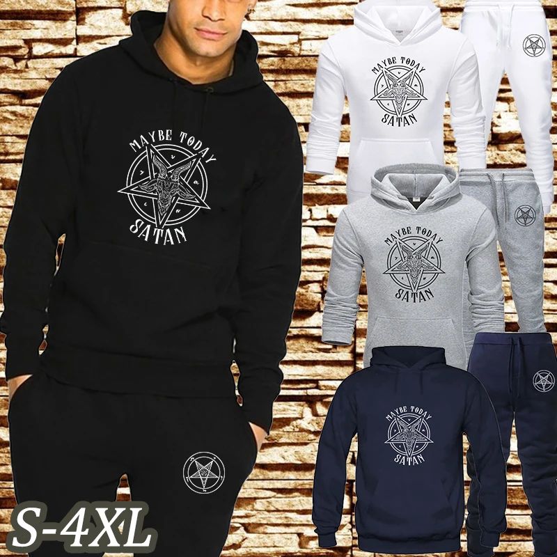 

Новинка, мужская спортивная одежда с принтом сатаны на осень и зиму, свитер, спортивный костюм, толстовка, удобный модный костюм для отдыха
