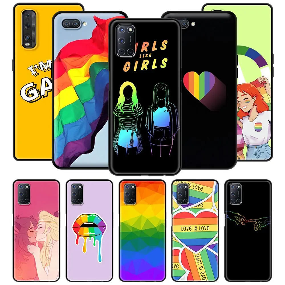 Силиконовый чехол для OPPO A7 A9 A52 A53 Ace 2020 Reno 3 4 Find X2 F11 Pro Lite 5G Black телефона|Бамперы| |