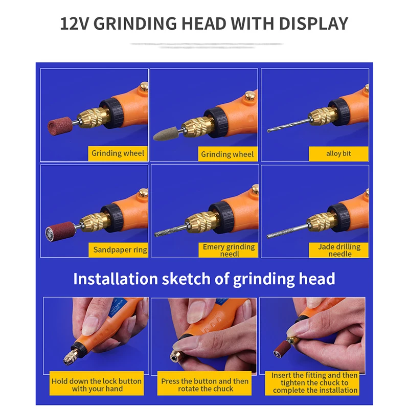 JD5208 портативная электрическая дрель Dremel шлифовальный станок гравировальная
