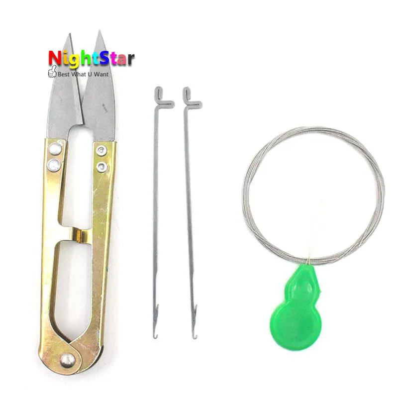 

8Pcs Art Manual DIY Crochet Hook Tool Kits Needle Threader Thread Scissors Wire For Wear Buddha Beads Bracelets Craft