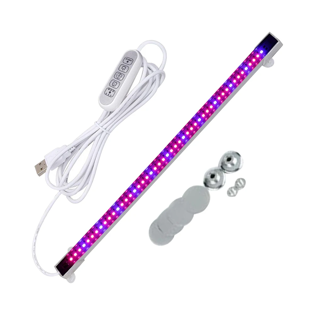 

4 Dimmable Levels LED Grow Light Strip USB Plug Easy Install Seeding Nursery Auto On Off Indoor Plants Garden With Controller