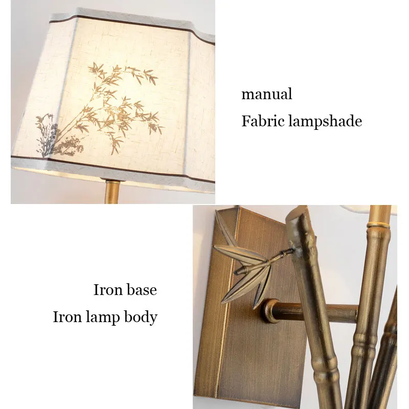 

New Chinese lantern bedroom bedside wall lamp living room wall sconce dining room hall corridor hotel fabric decoration lamp