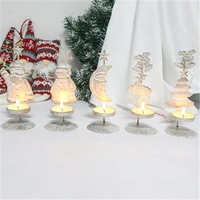 metal candle holder santa claus snowman dining table decoration tealight candle stand desktop home decor christmas candlestick