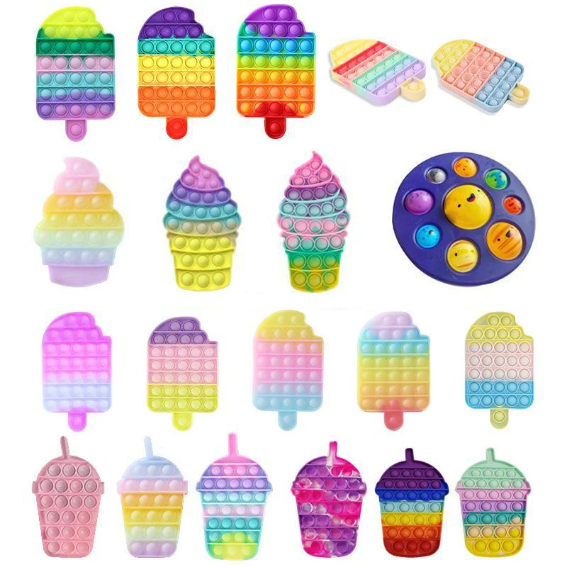 

Funny Silicone Glitter Drink Cup Pattern Push Bubble Sensory Toy Anti-stress Relaxing Fidget Autism Toys for Adults Kids