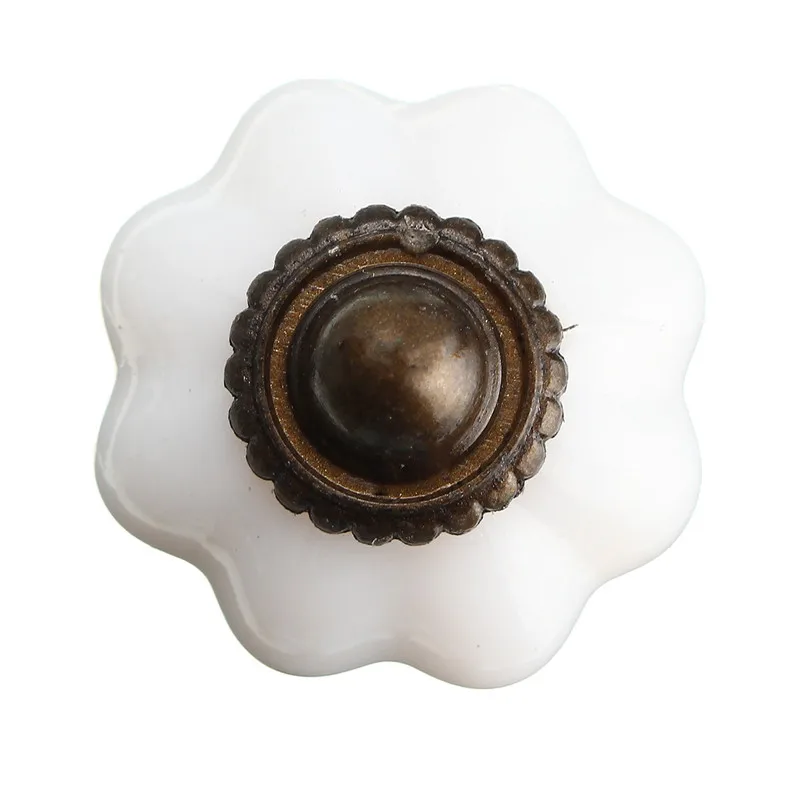 Белая винтажная ручка металлическая пластиковая для мебели кухонного шкафа