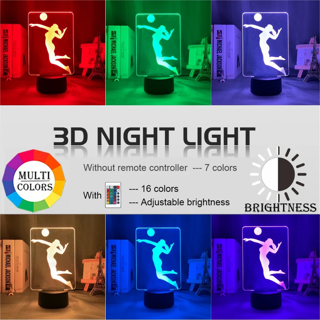 Акриловая светодиодная Ночная лампа для женщин офисный декор волейбола ночник