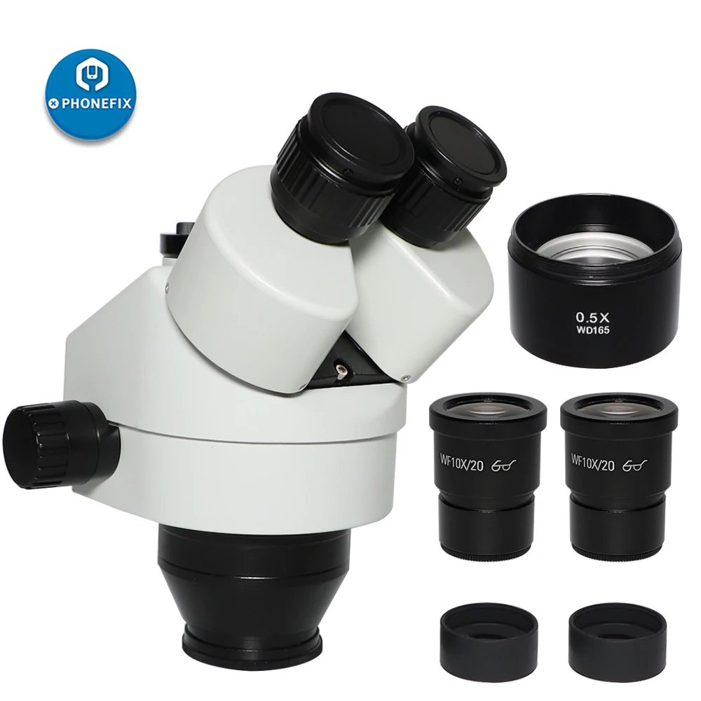

3.5X-90X 7X-45X Simul-Focal Trinocular Stereo Microscope Head Continuous Zoom WF10X/20MM Eyepiece 0.5X 2.0X Auxiliary Lens
