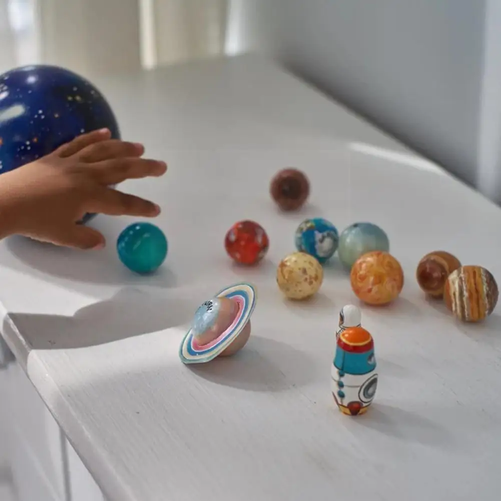 

Wooden Solar System Cosmos Learning Game Toy Education Model Gifts Moon Montessori Artcrafts Planets Astronaut Rocket A L4g8