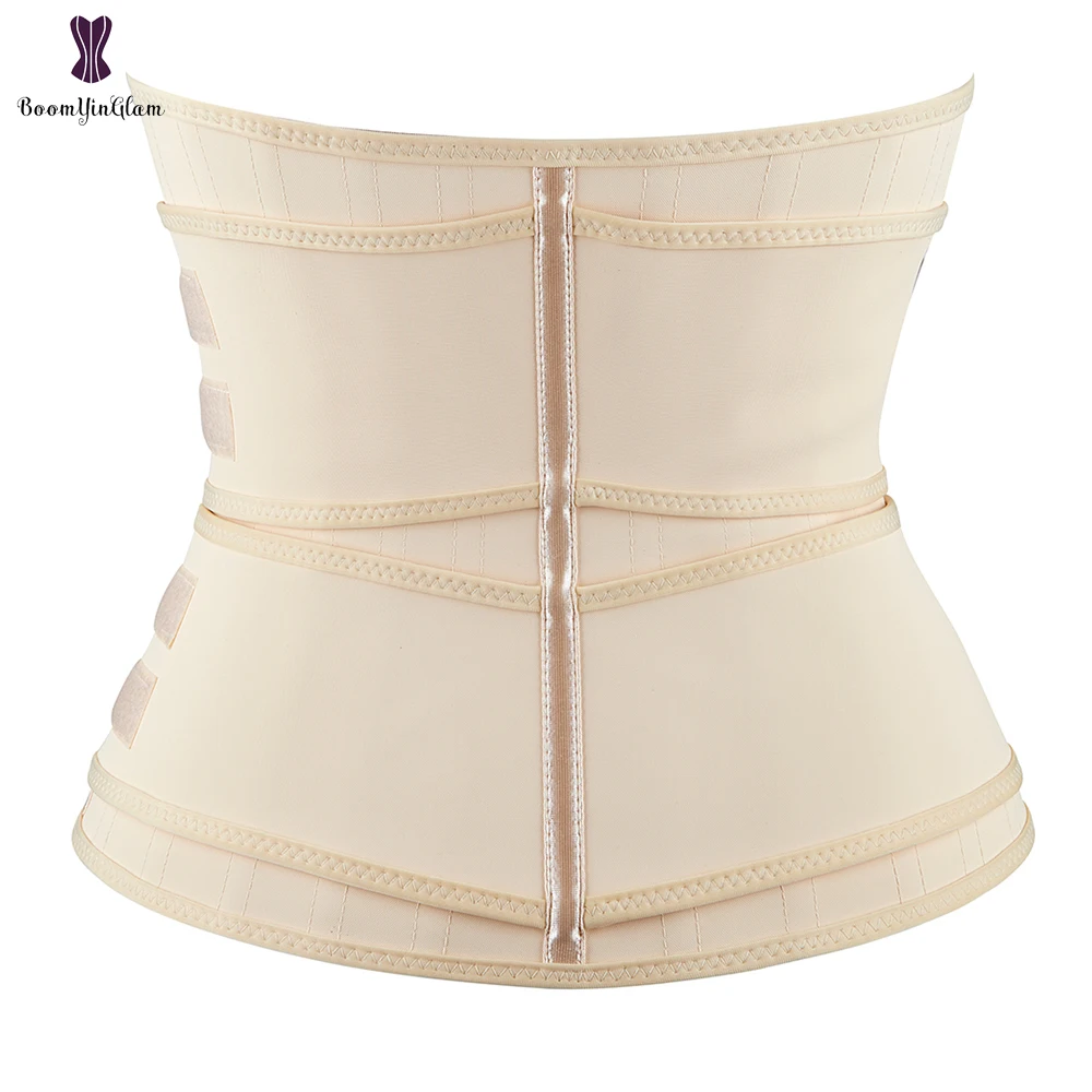 25 Steel Bones Latex Waist Trainer Double Belts Zipper And Hooks Fajas Corset Training Cincher