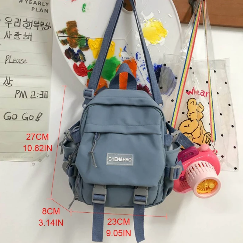 

Lovely Multifunctional Backpack Teenage Girl Ring buckle Portable Travel Bag Female Small Schoolbag Badge Women Backpacks