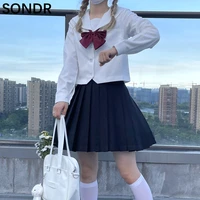japanese two piece sst women sailor suit basic jk uniform suit harajuku college style sweet cute mini a line kawaii skirt 2021