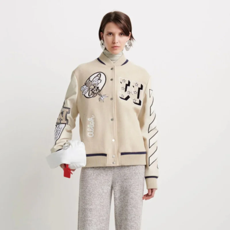Куртка Varsity женская зимняя куртка-бомбер из искусственной кожи с вышитыми