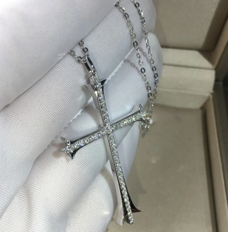 

ANGLANG Fashion Cross Pendants Gold&Silver Color Cubic Zirconia Jesus Cross Pendant Necklace Jewelry for Men/Women Wholesale