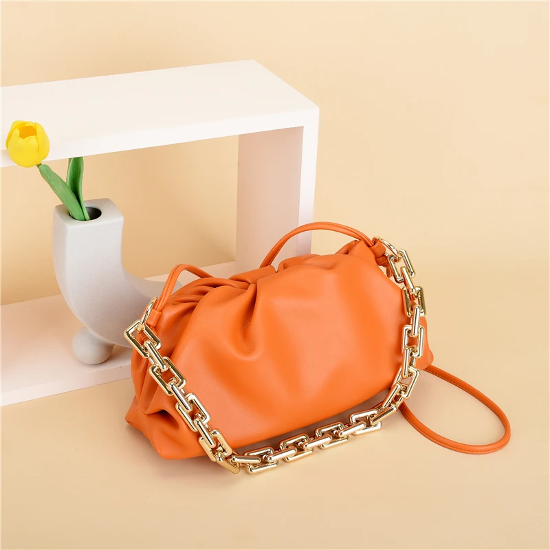 

Bag For Women Soft Leather Hobos Bag Thick Chain Shoulder Dumpling Cross body Bag Luxury Handbag And Purse Women Clutches