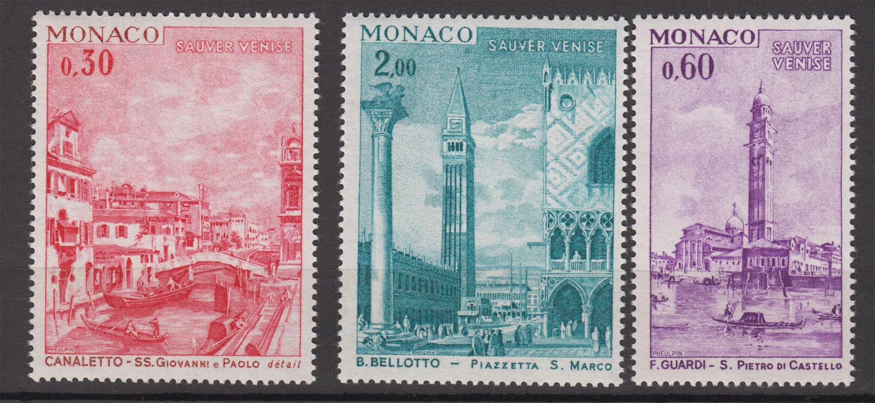 

3Pcs/Set New Monaco Post Stamp 1972 Venice Landscape Architecture Engraving Stamps MNH
