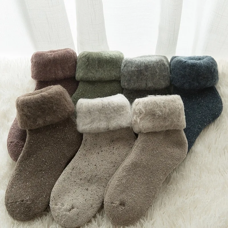 Thicker Solid Socks Merino Wool Rabbit Against Cold Snow Russia Winter Warm Funny Happy Male Womens | Женская одежда