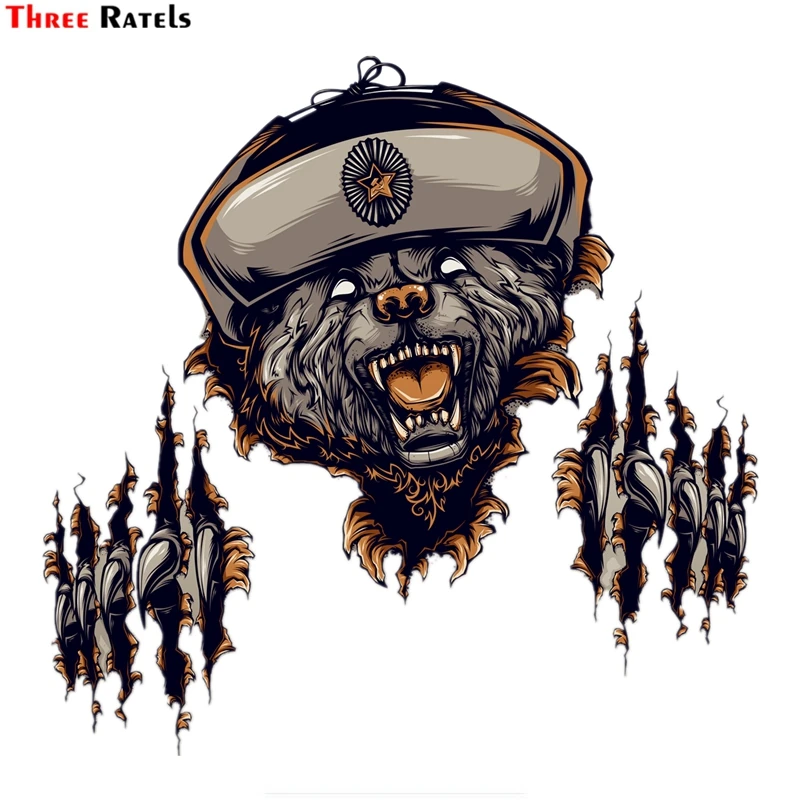 Три Ratels FTC 881 Прохладный Советского Союза 3D наклейка с медведем на мотоцикле