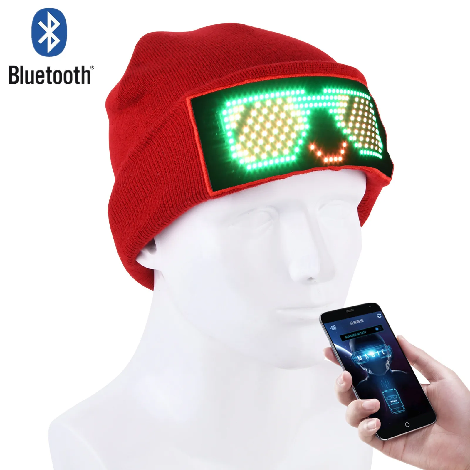 Полноцветная шапка со светодиодной подсветкой и приложением RGB повседневные