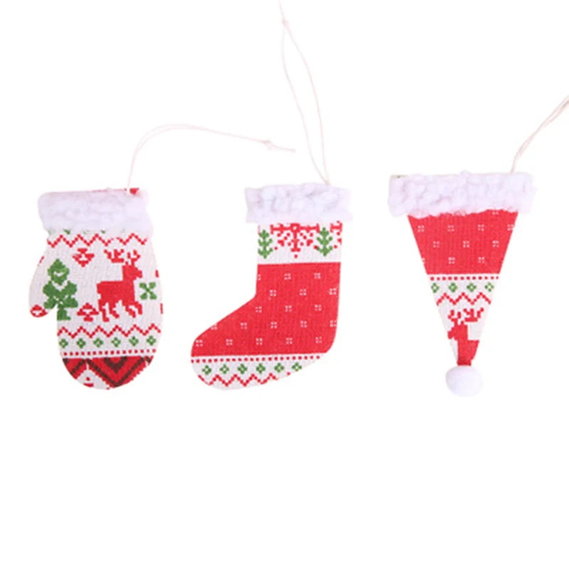 Рождественская Красная деревянная шляпа перчатки обувное украшение украшения