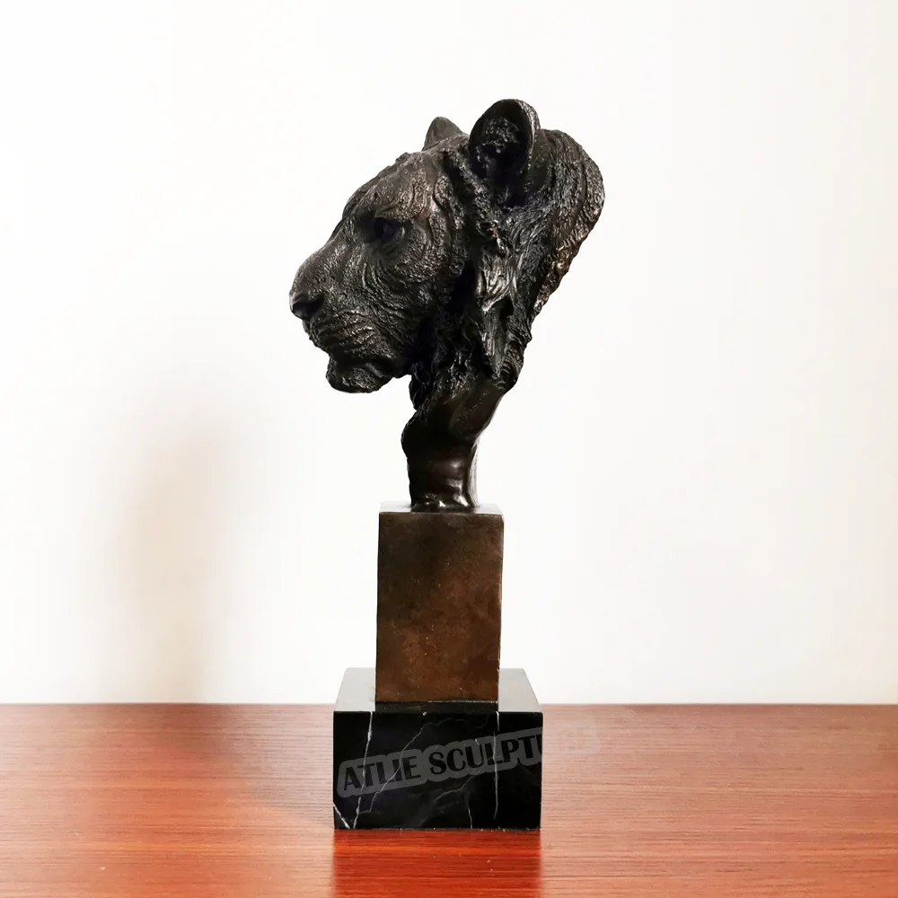 Бронзовая голова тигра скульптура Статуэтка дикая природа Тигр бюст статуя