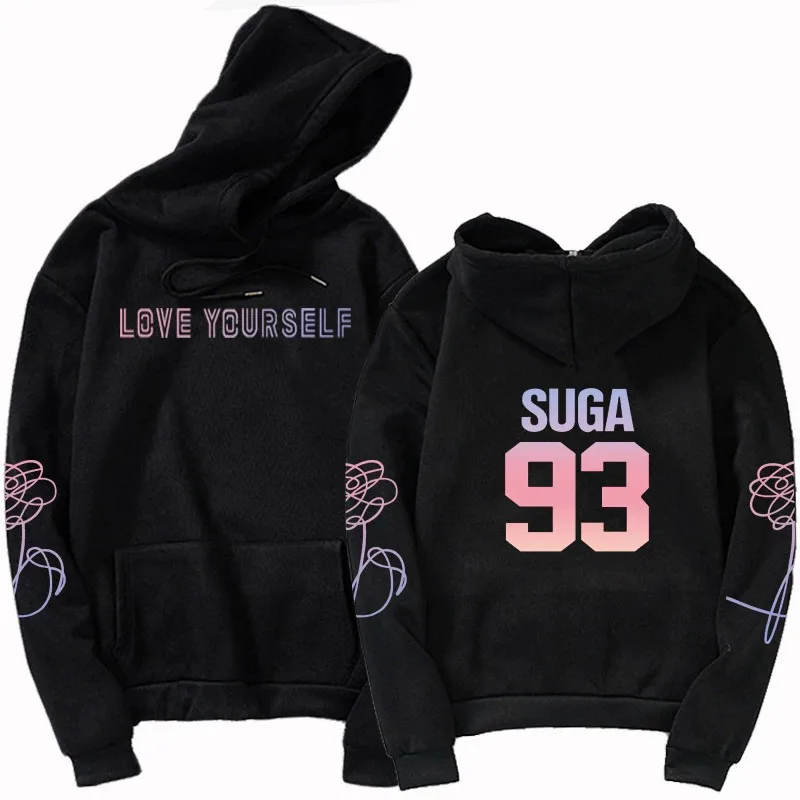 

Korean Kpop Hoodies Bangtan Boys Jungkook Jimin Suga V Men Women Oversized Sweatshirts Hoodie Love Yourself Streetwear Clothing