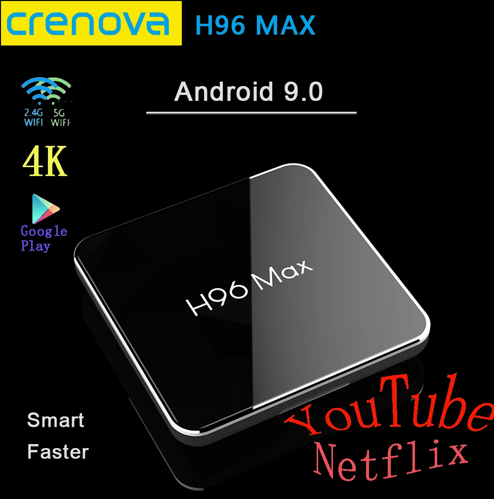 Crenova H96 MAX S905X2 9 0 Android tv Box 4 Гб ram 64 ГБ 32 H.265 4K DDR3 2 4/5G WiFi Netflix YouTube