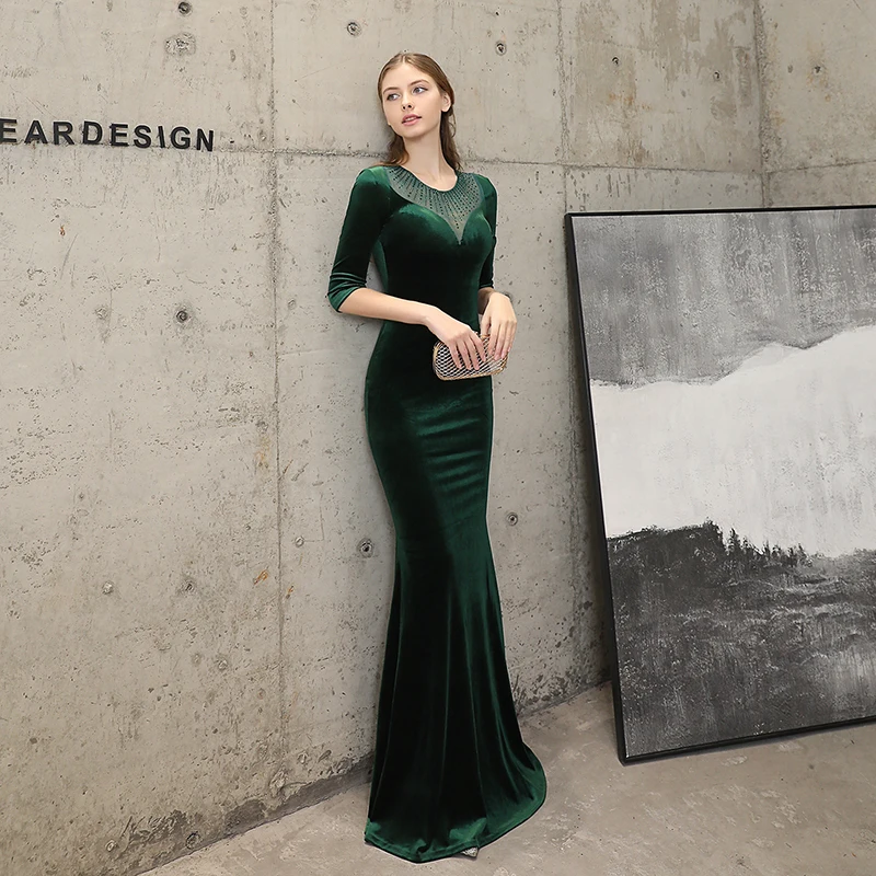 Luxury Evening Dresses Mesh backless Robe De Soiree Mermaid Dress Long Formal Elegant Mid Sleeve Cocktail Vestidos Gala | Свадьбы и