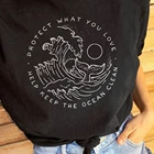 Помочь сохранить океан чистый принтовые тройники, женские Защитите то, что вы любите слоган футболка спасти китов Футболка с принтом для маленьких девочек, хлопковые топы, Прямая поставка